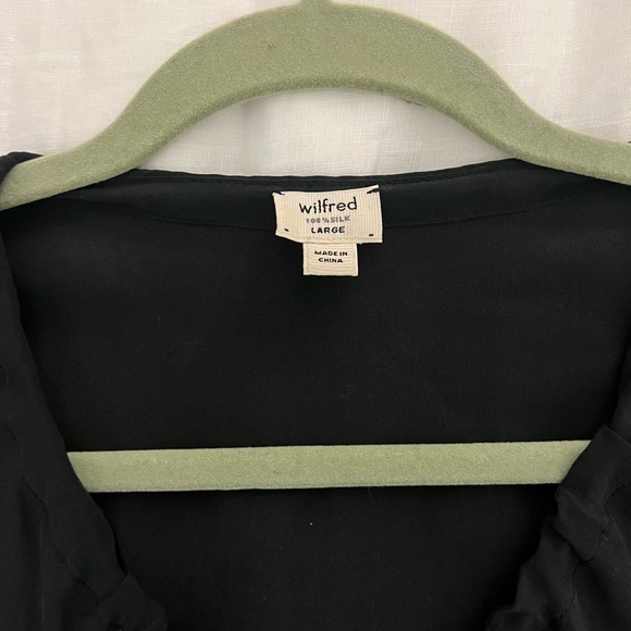 Aritzia silk tunic dress with velvet trip & front zip, Black, size L - Picture 6 of 6